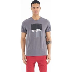 Tommy Life 88202 Koyu Gri Ön Baskı Detaylı Standart Kalıp O Yaka Erkek T-Shirt
