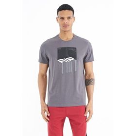 Tommy Life 88202 Koyu Gri Ön Baskı Detaylı Standart Kalıp O Yaka Erkek T-Shirt