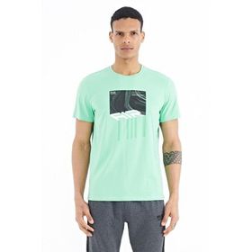 Tommy Life 88202 Su Yeşili Ön Baskı Detaylı Standart Kalıp O Yaka Erkek T-Shirt