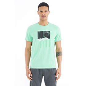 Tommy Life 88202 Su Yeşili Ön Baskı Detaylı Standart Kalıp O Yaka Erkek T-Shirt