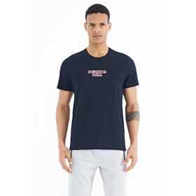 Tommy Life 88203 Lacivert Yazı Baskılı O Yaka Standart Kalıp Erkek T-Shirt