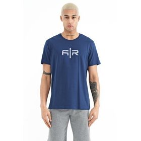 Tommy Life 88206 İndigo Yazı Baskılı O Yaka Standart Kalıp Erkek T-Shirt