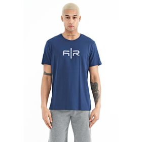 Tommy Life 88206 İndigo Yazı Baskılı O Yaka Standart Kalıp Erkek T-Shirt