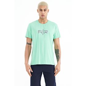 Tommy Life 88206 Su Yeşili Yazı Baskılı O Yaka Standart Kalıp Erkek T-Shirt
