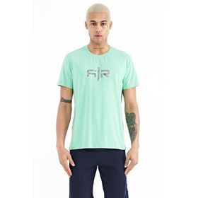 Tommy Life 88206 Su Yeşili Yazı Baskılı O Yaka Standart Kalıp Erkek T-Shirt