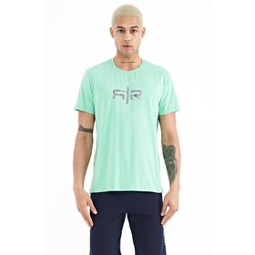 Tommy Life 88206 Su Yeşili Yazı Baskılı O Yaka Standart Kalıp Erkek T-Shirt
