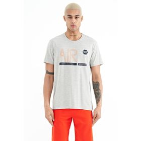Tommy Life 88209 Gri Melanj Yazı Baskılı O Yaka Standart Kalıp Erkek T-shirt