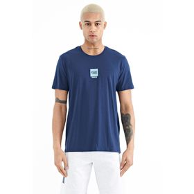 Tommy Life 88210 İndigo Minimal Baskılı O Yaka Standart Kalıp Erkek T-Shirt