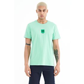 Tommy Life 88210 Su Yeşili Minimal Baskılı O Yaka Standart Kalıp Erkek T-Shirt