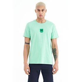 Tommy Life 88210 Su Yeşili Minimal Baskılı O Yaka Standart Kalıp Erkek T-Shirt