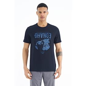 Tommy Life 88214 Lacivert Baskı Detaylı O Yaka Standart Kalıp Erkek T-Shirt