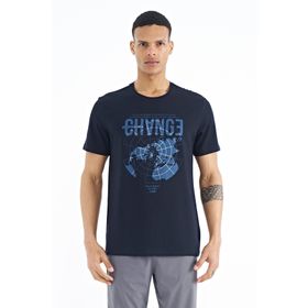 Tommy Life 88214 Lacivert Baskı Detaylı O Yaka Standart Kalıp Erkek T-Shirt