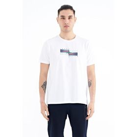 Tommy Life 88215 Beyaz Yazılı Şekil Basklı Standart Kalıp Erkek T-shirt