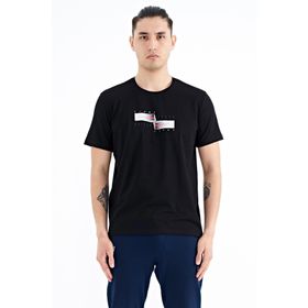 Tommy Life 88215 Siyah Yazılı Şekil Basklı Standart Kalıp Erkek T-shirt