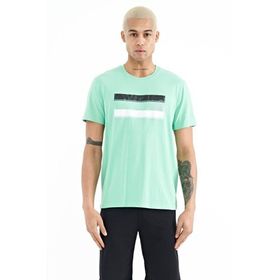 Tommy Life 88217 Su Yeşili Baskılı Standart Kalıp O Yaka Erkek T-Shirt