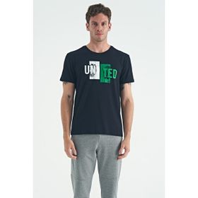 Tommy Life 88218 Lacivert Baskı Detaylı O Yaka Standart Kalıp Erkek T-Shirt