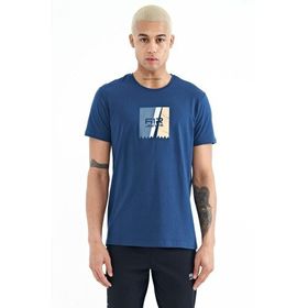 Tommy Life 88219 İndigo Ön Baskı Detaylı Standart Kalıp O Yaka Erkek T-Shirt