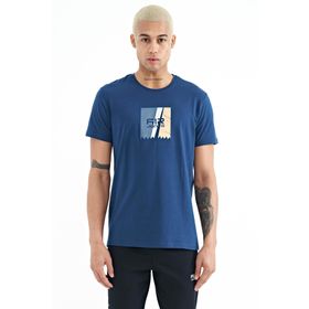 Tommy Life 88219 İndigo Ön Baskı Detaylı Standart Kalıp O Yaka Erkek T-Shirt