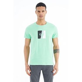 Tommy Life 88219 Su Yeşili Ön Baskı Detaylı Standart Kalıp O Yaka Erkek T-Shirt