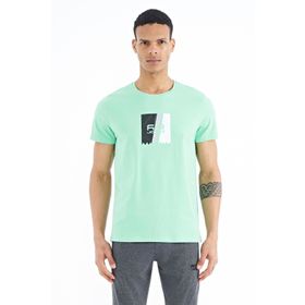 Tommy Life 88219 Su Yeşili Ön Baskı Detaylı Standart Kalıp O Yaka Erkek T-Shirt