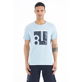 Tommy Life 88220 Açık Mavi Ön Baskılı O Yaka Standart Kalıp Erkek T-shirt