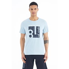 Tommy Life 88220 Açık Mavi Ön Baskılı O Yaka Standart Kalıp Erkek T-shirt