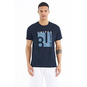 Tommy Life 88220 Lacivert Ön Baskılı O Yaka Standart Kalıp Erkek T-Shirt