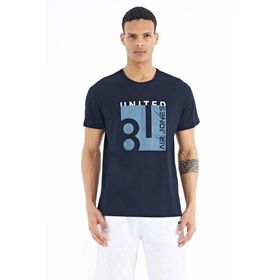 Tommy Life 88220 Lacivert Ön Baskılı O Yaka Standart Kalıp Erkek T-Shirt