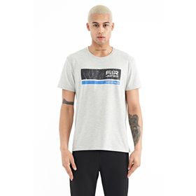 Tommy Life 88221 Gri Melanj Beyaz Baskılı Standart Kalıp O Yaka Erkek T-shirt