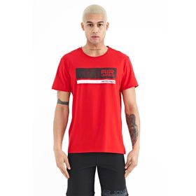 Tommy Life 88221 Kırmızı Beyaz Baskılı Standart Kalıp O Yaka Erkek T-shirt