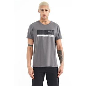 Tommy Life 88221 Koyu Gri Baskılı Standart Kalıp O Yaka Erkek T-Shirt