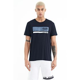 Tommy Life 88221 Lacivert Beyaz Baskılı Standart Kalıp O Yaka Erkek T-shirt