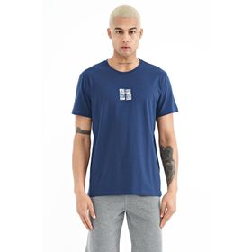 Tommy Life 88222 İndigo Baskılı O Yaka Standart Kalıp Erkek T-Shirt