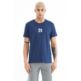 Tommy Life 88222 İndigo Baskılı O Yaka Standart Kalıp Erkek T-Shirt