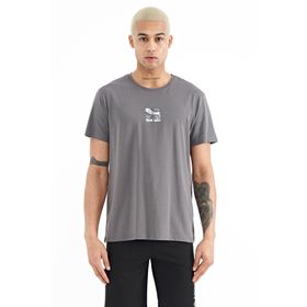 Tommy Life 88222 Koyu Gri Baskılı O Yaka Standart Kalıp Erkek T-Shirt