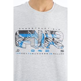 Tommy Life 88226 Gri Melanj Yazı Baskılı Standart Kalıp O Yaka Erkek T-Shirt