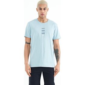 Tommy Life 88227 Açık Mavi Minimal Yazı Baskılı O Yaka Standart Kalıp Erkek T-shirt