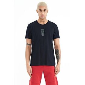 Tommy Life 88227 Lacivert Minimal Yazı Baskılı O Yaka Standart Kalıp Erkek T-Shirt
