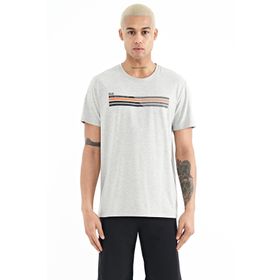 Tommy Life 88229 Gri Melanj Baskı Detaylı O Yaka Standart Kalıp Erkek T-Shirt