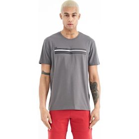 Tommy Life 88229 Koyu Gri Baskı Detaylı O Yaka Standart Kalıp Erkek T-Shirt