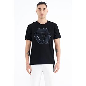 Tommy Life 88231 Siyah Desen Baskılı Standart Kalıp Erkek T-shirt