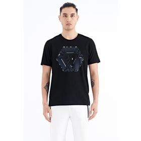 Tommy Life 88231 Siyah Desen Baskılı Standart Kalıp Erkek T-shirt