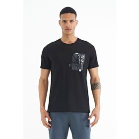 Tommy Life 88233 Siyah Ön Arka Baskı Detaylı Standart Form Erkek T-shirt