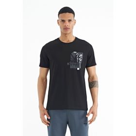 Tommy Life 88233 Siyah Ön Arka Baskı Detaylı Standart Form Erkek T-shirt