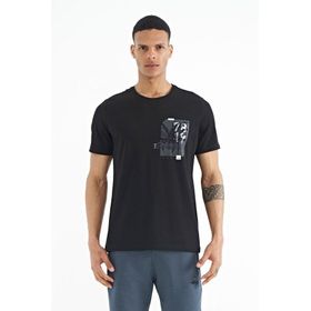 Tommy Life 88233 Siyah Ön Arka Baskı Detaylı Standart Form Erkek T-shirt
