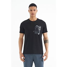 Tommy Life 88233 Siyah Ön Arka Baskı Detaylı Standart Form Erkek T-shirt