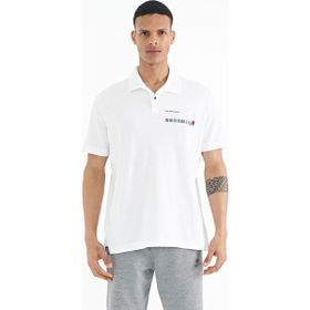 Tommy Life 88236 Beyaz Yazı Baskılı Standart Form Polo Yaka Erkek T-Shirt