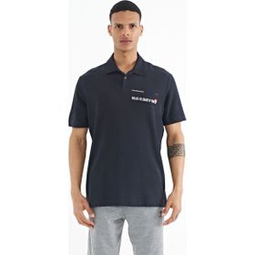 Tommy Life 88236 Lacivert Yazı Baskılı Standart Form Polo Yaka Erkek T-shirt