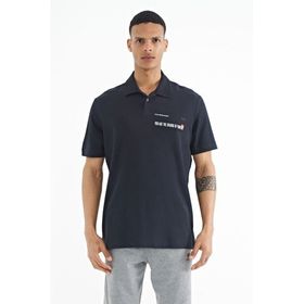 Tommy Life 88236 Lacivert Yazı Baskılı Standart Form Polo Yaka Erkek T-shirt