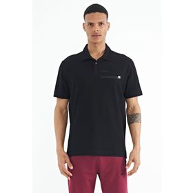 Tommy Life 88236 Siyah Yazı Baskılı Standart Form Polo Yaka Erkek T-shirt